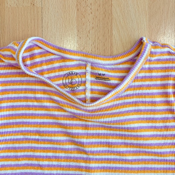 Urban Outfitters | Orange & purple striped slim fit short sleeve top - Picture 3 of 5